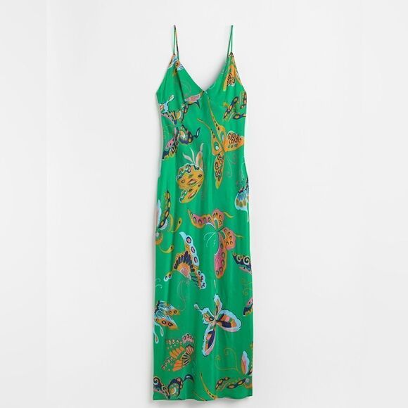 H&M Butterflies Print Dress Midi New - Picture 8 of 9